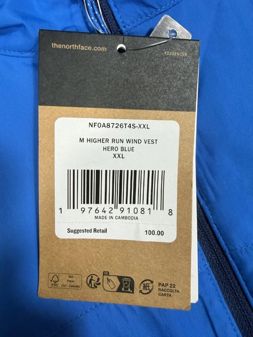 New The North Face Vest Mens 2XL Blue Higher Run Windwall Running NF0A8726T4S